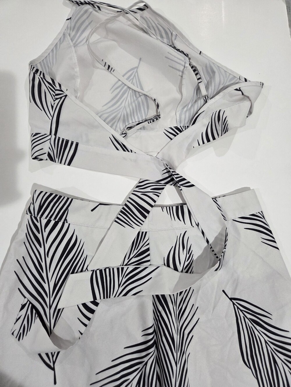 Women’s White Maxi Dress with Black Leaf - Picture 5 of 5
